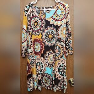 Vibrant Asymmetrical Dress with Mandala Pattern